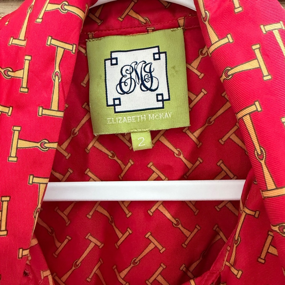 Elizabeth McKay Red and Gold Patterned Blouse